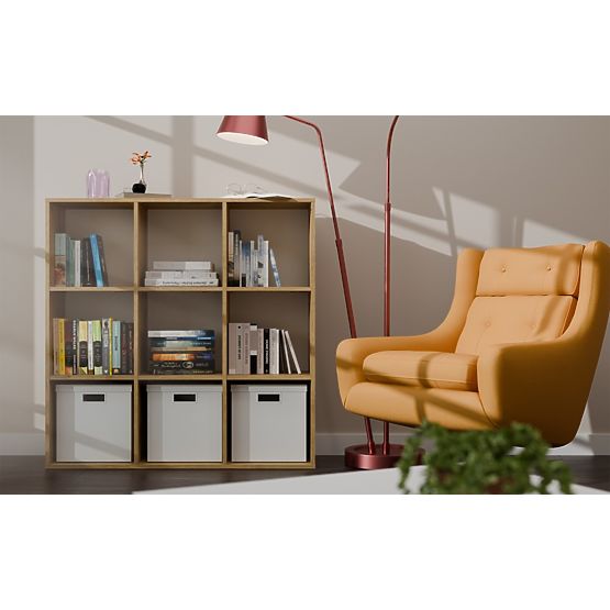 MALAX 3x3 H POLC ARTISAN TÖLGY SZÍNBEN, ERŐS HDF HÁTLAPPAL, 110x110 CM