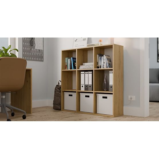 MALAX 3x3 H POLC ARTISAN TÖLGY SZÍNBEN, ERŐS HDF HÁTLAPPAL, 110x110 CM