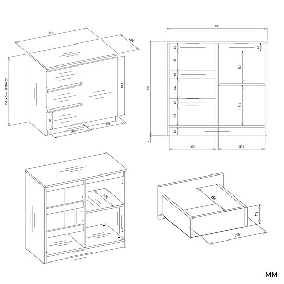 Malwa 1D3S KOMÓD KASMÍR BÉZS