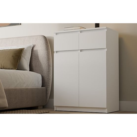 Malwa 2DD2S Komód 2 Ajtó 2 Fiók Nappaliba FEHÉR