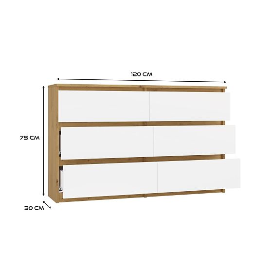 Malwa M6 120 KOMÓD ARTISAN TÖLGY FEHÉR