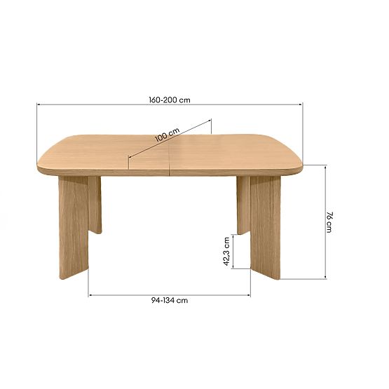 Marbella kihúzható asztal 160-200 cm, téglalap alakú, természetes