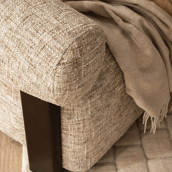 Maribel relaxációs fotel bézs-szürke/dió, lekerekített forma