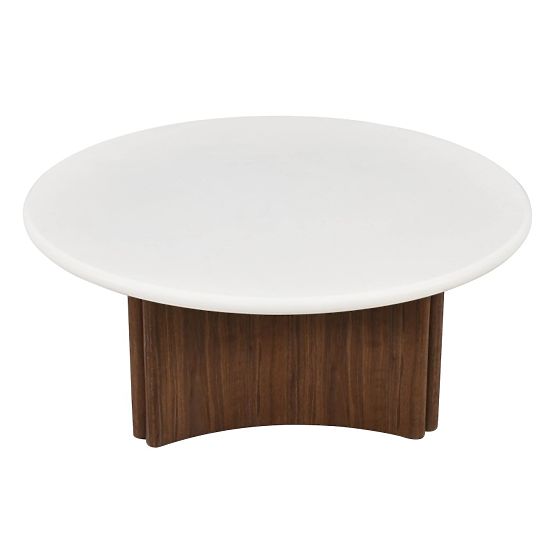 Marlo dohányzóasztal 80 cm, krémfehér/dió, mikrocemen