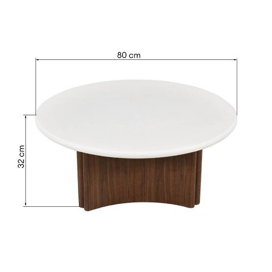 Marlo dohányzóasztal 80 cm, krémfehér/dió, mikrocemen