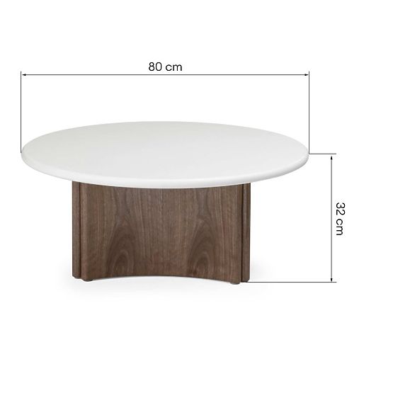Marlo dohányzóasztal 80 cm, krémfehér/dió, mikrocemen