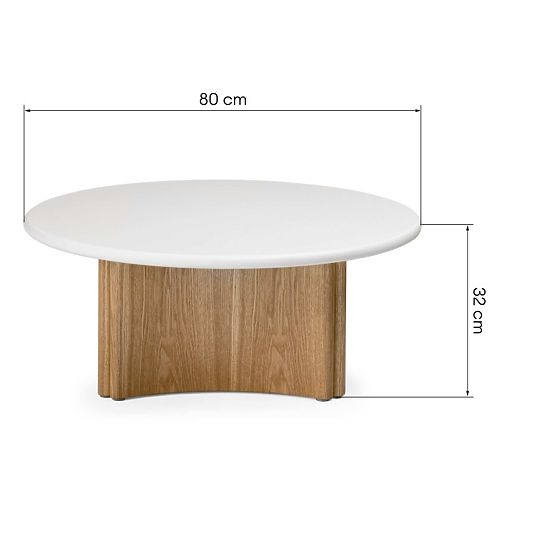 Marlo dohányzóasztal 80 cm, krémfehér/tölgy