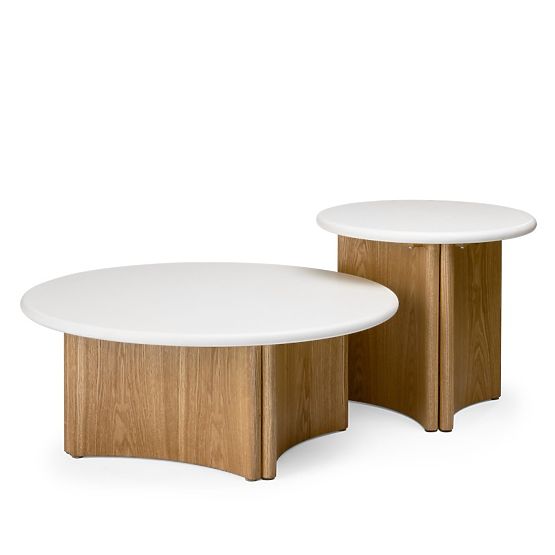 Marlo dohányzóasztal 80 cm, krémfehér/tölgy