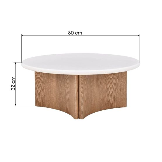 Marlo dohányzóasztal 80 cm, krémfehér/tölgy