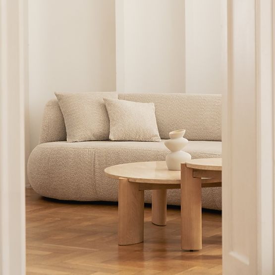 Medley dohányzóasztal 90 cm, kerek, travertin/kőris