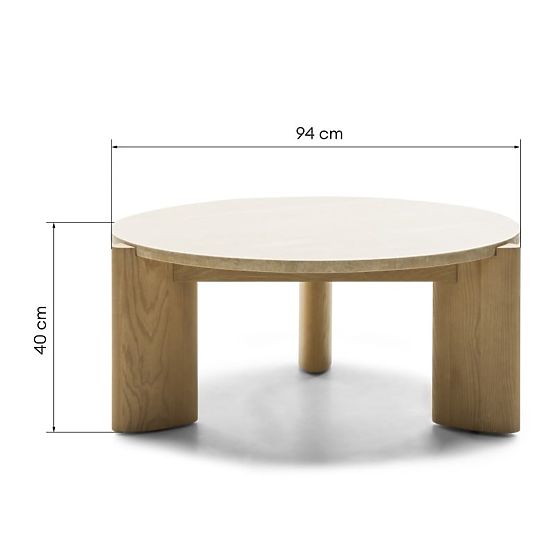 Medley dohányzóasztal 90 cm, kerek, travertin/kőris