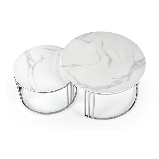 MERCURY 2 készlet 2 pad, keret - ezüst, üveg - fehér márvány (1p=1db)