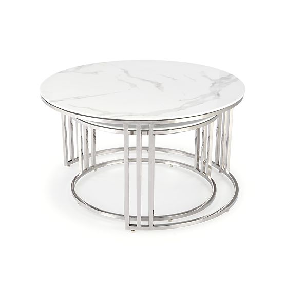 MERCURY 2 készlet 2 pad, keret - ezüst, üveg - fehér márvány (1p=1db)