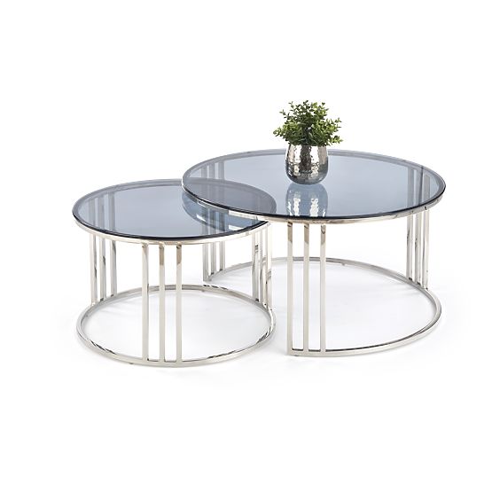 MERCURY 2 pados padkészlet, keret - ezüst, üveg - füstös (1p=1db)