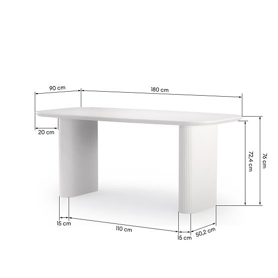 Mesilla fehér étkezőasztal, lamellák