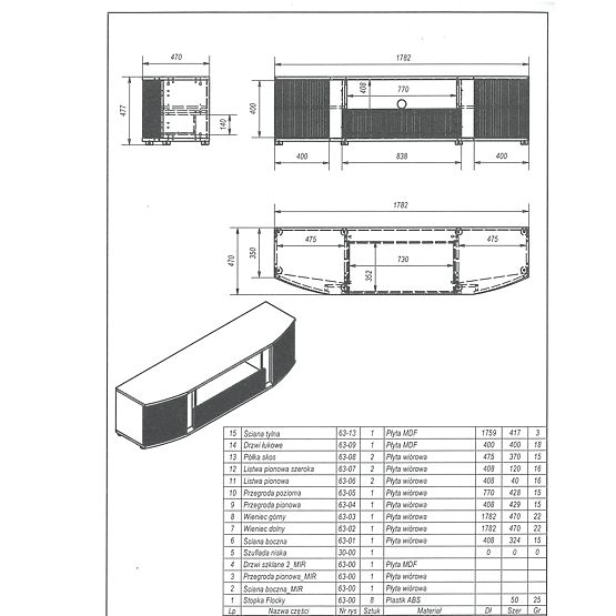 MICHELLE fekete/viking tölgy TV szekrény