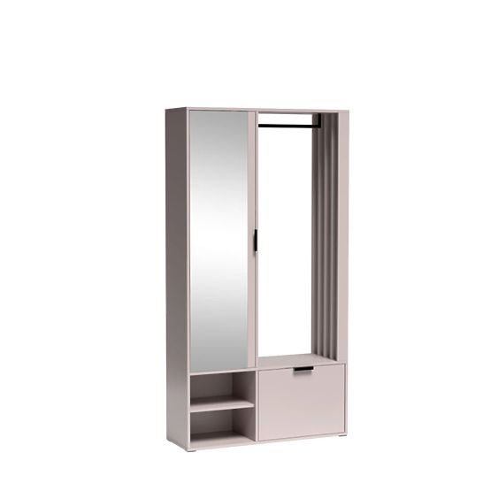 MILO UNI ruhásszekrény tükörrel, lécekkel, ajtókkal és füllel