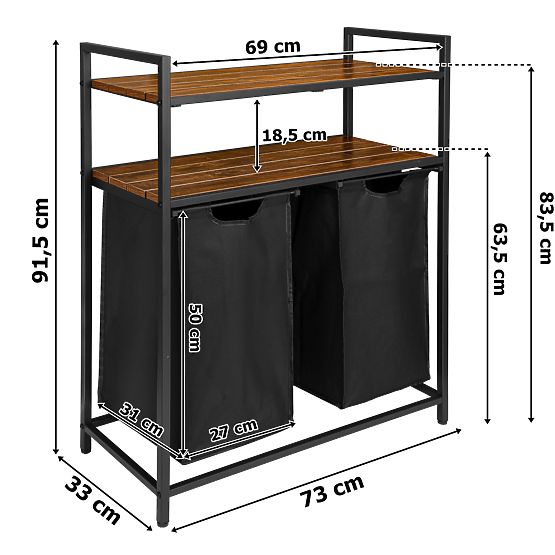 MIRUN 2 rekeszes szennyestartó polcokkal