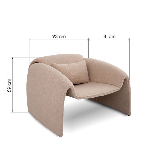Miti világos bézs, boucle, lekerekített relaxációs fotel