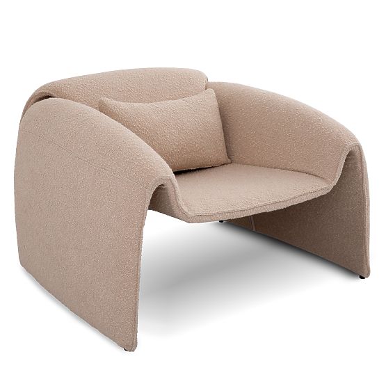 Miti világos bézs, boucle, lekerekített relaxációs fotel