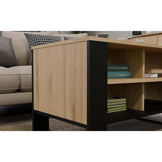 Modern 4P Dohányzóasztal TÖLGY ARTISAN FEKETE