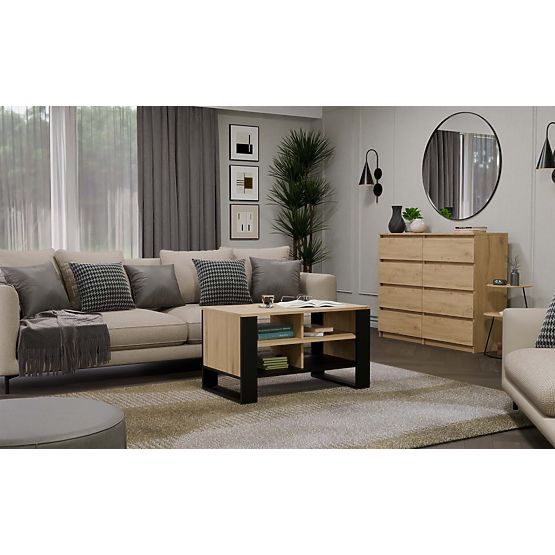 Modern 4P SLIM ARTISAN TÖLGY FEKETE Dohányzóasztal