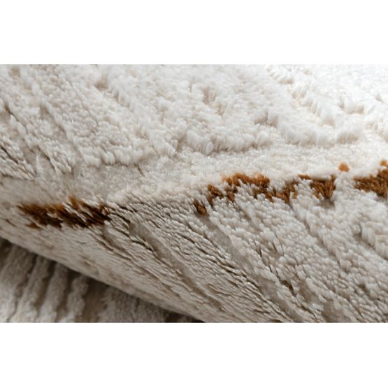 Modern szőnyeg DUKE 51557 krém/arany - Geometrikus, strukturált, nagyon finom, rojtokkal