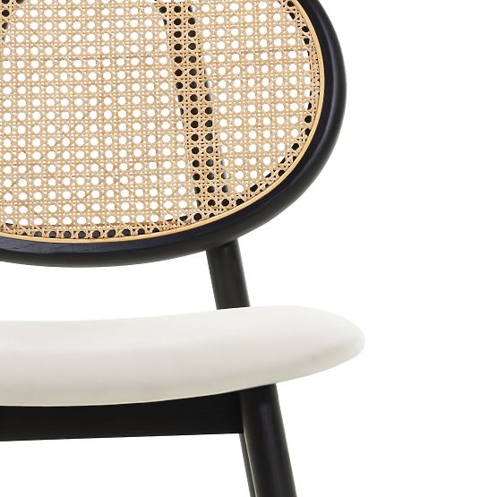 Monet fa szék bécsi fonattal, rattan, bársony, fekete/ecru