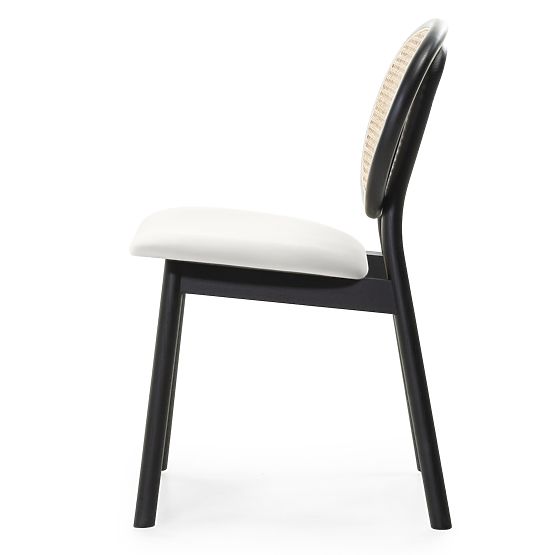 Monet fa szék bécsi fonattal, rattan, bársony, fekete/ecru