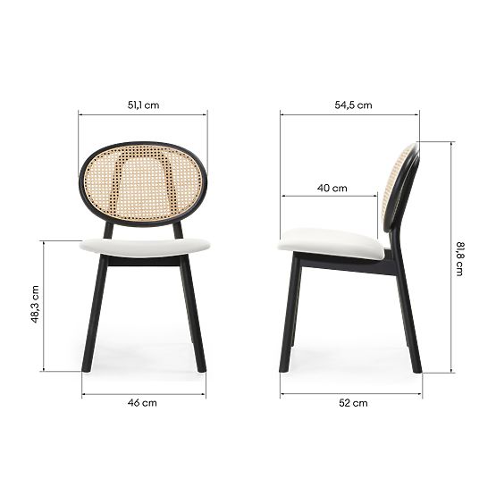 Monet fa szék bécsi fonattal, rattan, bársony, fekete/ecru