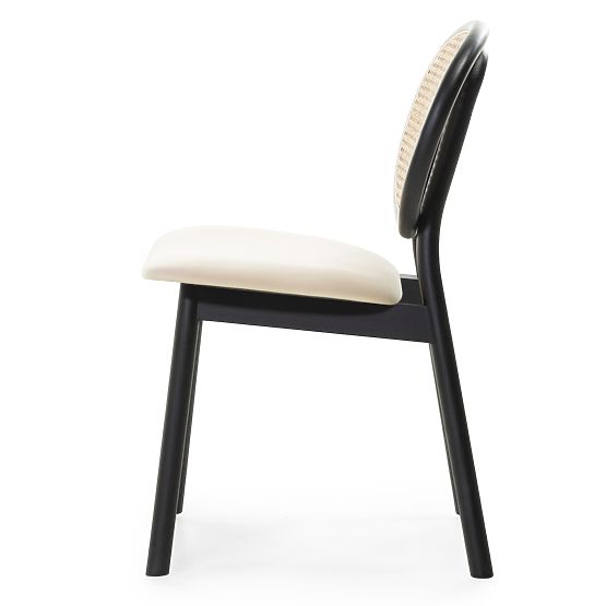 Monet fa szék bécsi fonottal, rattan, bársony, fekete/bézs