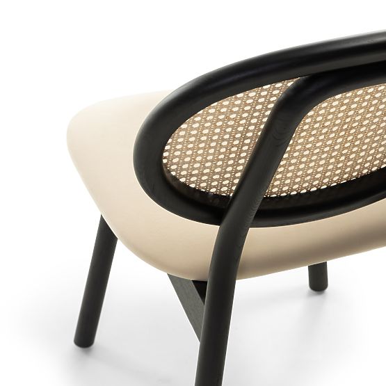 Monet fa szék bécsi fonottal, rattan, bársony, fekete/bézs