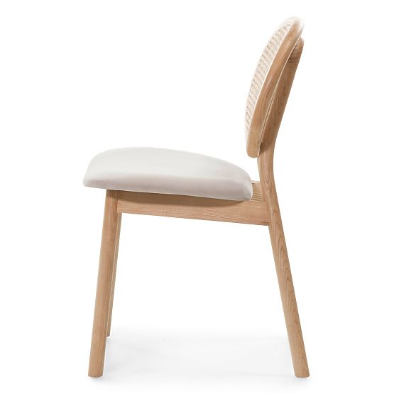 Monet fa szék bécsi fonottal, rattan, velúr, természetes/világosbarna