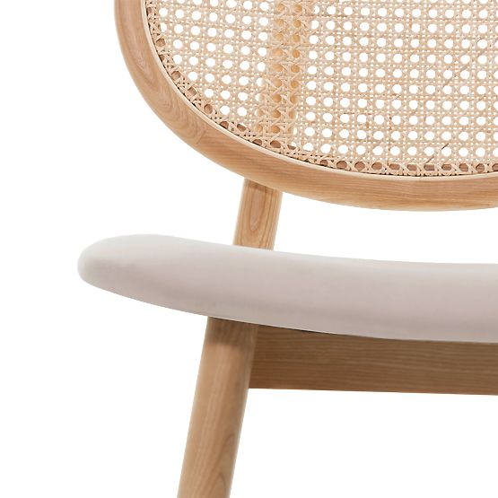 Monet fa szék bécsi fonottal, rattan, velúr, természetes/világosbarna