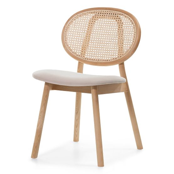 Monet fa szék bécsi fonottal, rattan, velúr, természetes/világosbarna