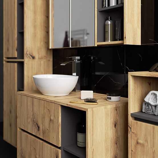 MOSDÓ ALATTI SZEKRÉNY NYÍLÁSOKKAL VAMI W90 UM 2SZ 2P ARTISAN TÖLGY / GRAFIT SZÜRKE