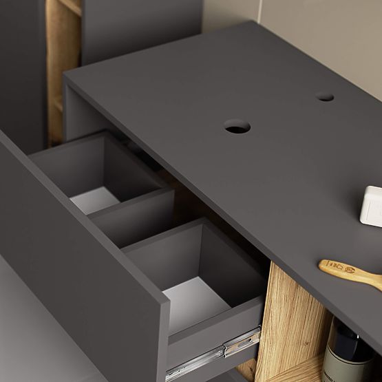 MOSDÓ ALATTI SZEKRÉNY NYÍLÁSOKKAL VAMI W90 UM 2SZ 2P GRAFIT SZÜRKE / ARTISAN TÖLGY