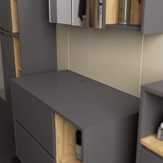 MOSDÓ ALATTI SZEKRÉNY NYÍLÁSOKKAL VAMI W90 UM 2SZ 2P GRAFIT SZÜRKE / ARTISAN TÖLGY