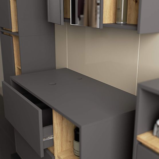 MOSDÓ ALATTI SZEKRÉNY NYÍLÁSOKKAL VAMI W90 UM 2SZ 2P GRAFIT SZÜRKE / ARTISAN TÖLGY