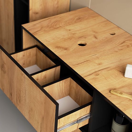 MOSDÓ ALATTI SZEKRÉNY NYÍLÁSOKKAL VAMI W90 UM 2SZ 2P TÖLGY CRAFT / FEKETE