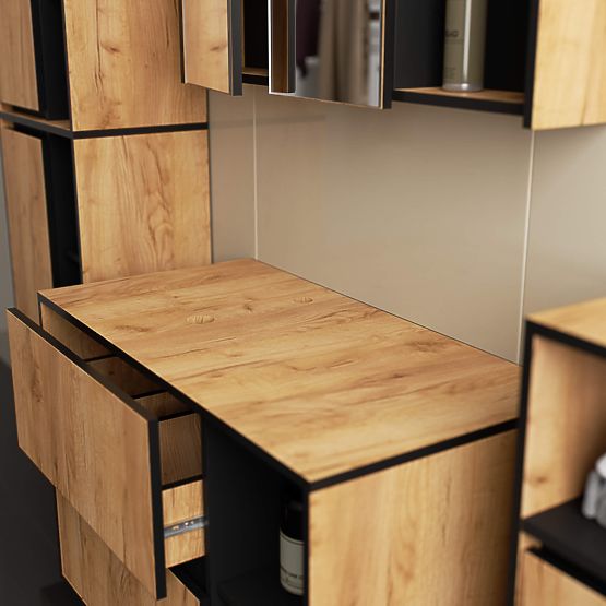 MOSDÓ ALATTI SZEKRÉNY NYÍLÁSOKKAL VAMI W90 UM 2SZ 2P TÖLGY CRAFT / FEKETE