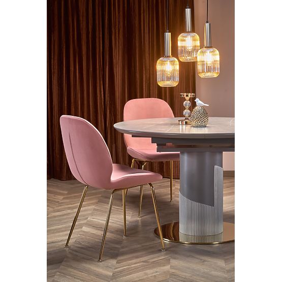 MUSCAT kinyitható asztal lap - szürke márvány, láb - világosszürke / arany