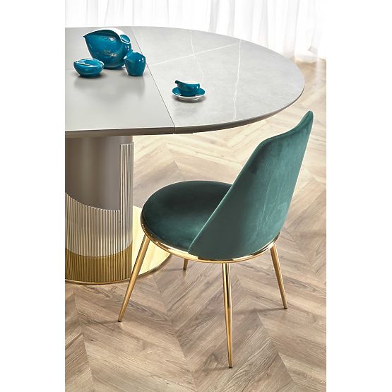 MUSCAT kinyitható asztal lap - szürke márvány, láb - világosszürke / arany