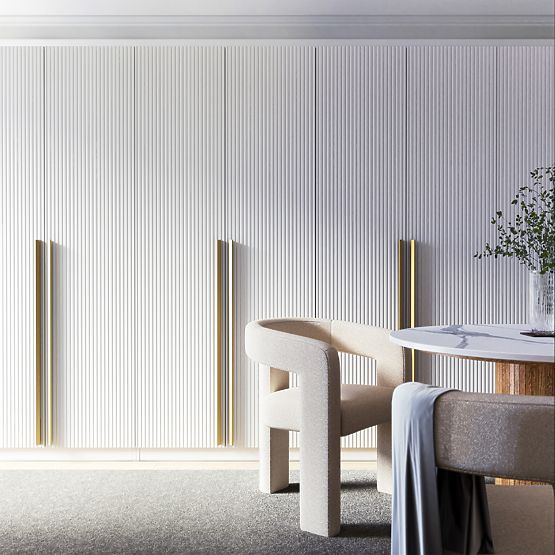 Négyajtós Neroli szekrény, egyszerű hornyok, fehér