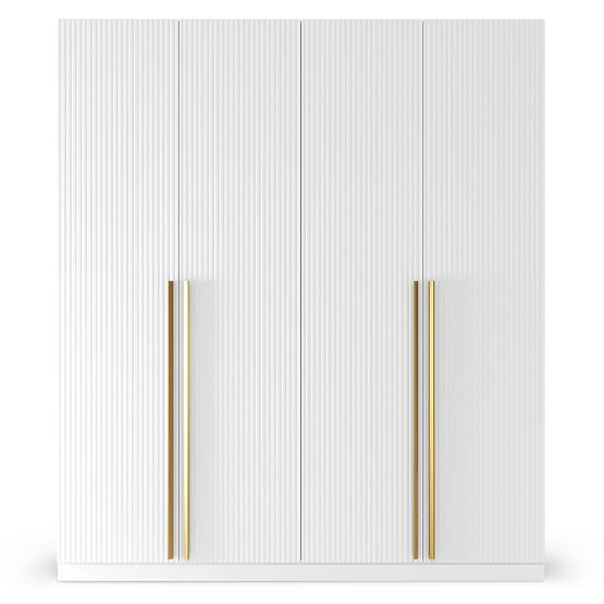 Négyajtós Neroli szekrény, egyszerű hornyok, fehér