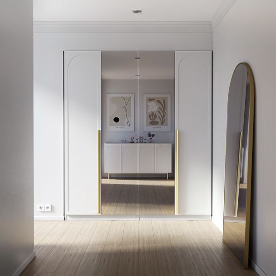 Négyajtós Neroli szekrény, ív/tükör, fehér