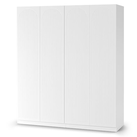 Négyajtós Neroli szekrény, ívelt barázdák, fehér