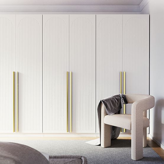 Négyajtós Neroli szekrény, ívelt barázdák, fehér