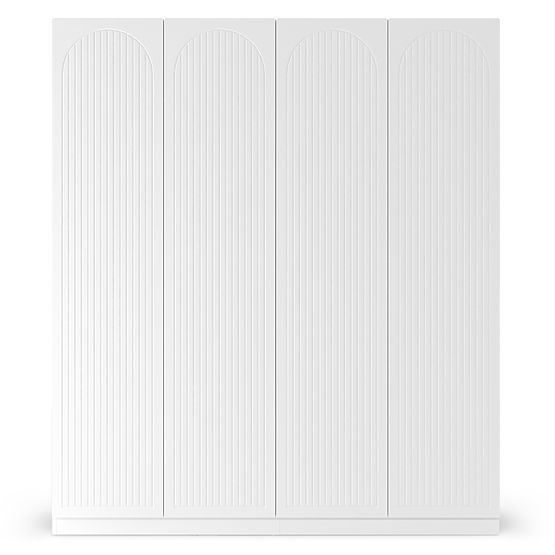 Négyajtós Neroli szekrény, ívelt barázdák, fehér