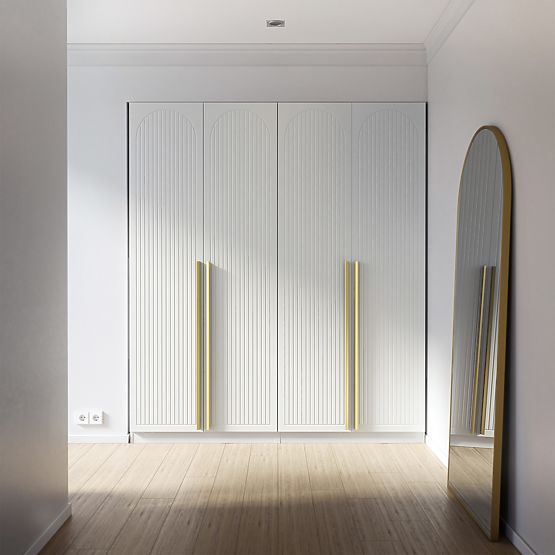 Négyajtós Neroli szekrény, ívelt barázdák, fehér